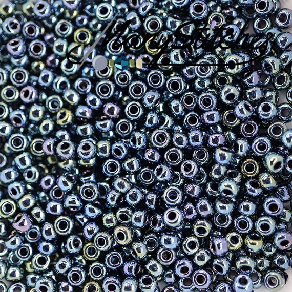 Miyuki Rocailles Glasperlen Gr. 6/0 – 20 G In Gunmetal Iris, Ca. 4 Mm