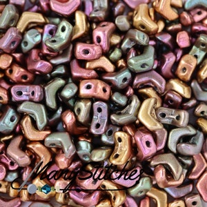 Violet Rainbow, Mini ChevronDuo - 6x2mm 2-Hole, Chevron Shaped Bead - 10g (approx.75 pcs.)
