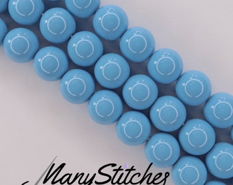 Aqua Blue Preciosa Maxima Nacre Pearls, 8mm, (discontinued by manufacturer) - 15pcs per strand