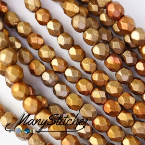 Escudo checo arcoíris de cristal dorado, 4 mm, pulido al fuego - 40 cuentas
