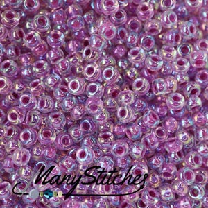 11-265, Miyuki 22g Light Pink Lined Crystal AB 11-265, Miyuki 22g Light Pink Lined Crystal AB