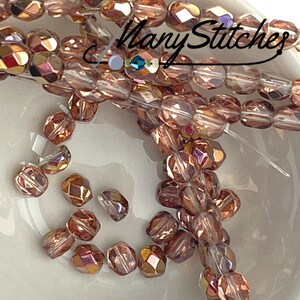 Crystal Sunset 6mm Half Fire Polish - 25 pieces per strand