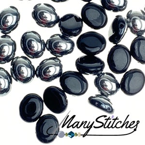 Jet Chrome, 10x12mm  2-hole Candy Oval - 15pcs