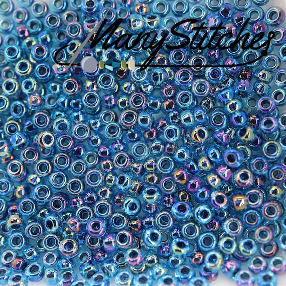 Blue Lined Aqua, Miyuki 8/0, (339) - 22g Tube - Etsy