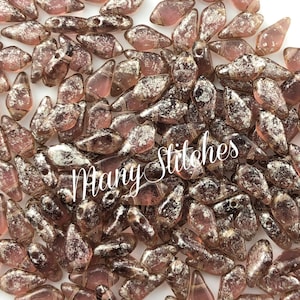 Silver Splash Amethyst - 2-Hole Kite Bead, 9x5mm - 40pcs.