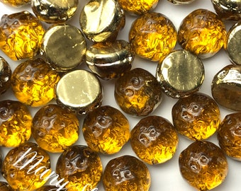 Amber/Topaz Backlit (Discontinued by Manufacturer),  2-Hole Baroque Cab 7mm -  25pc.