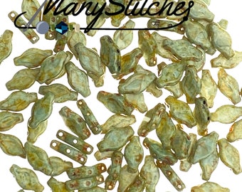Cardamom 6x12mm 3-hole Navette Bead, (discontinued by manufacturer) - 25beads (approx. 10g)