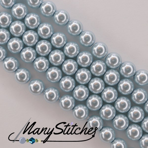 Light Blue Preciosa Maxima Nacre Pearls, 6mm - 21pcs per strand