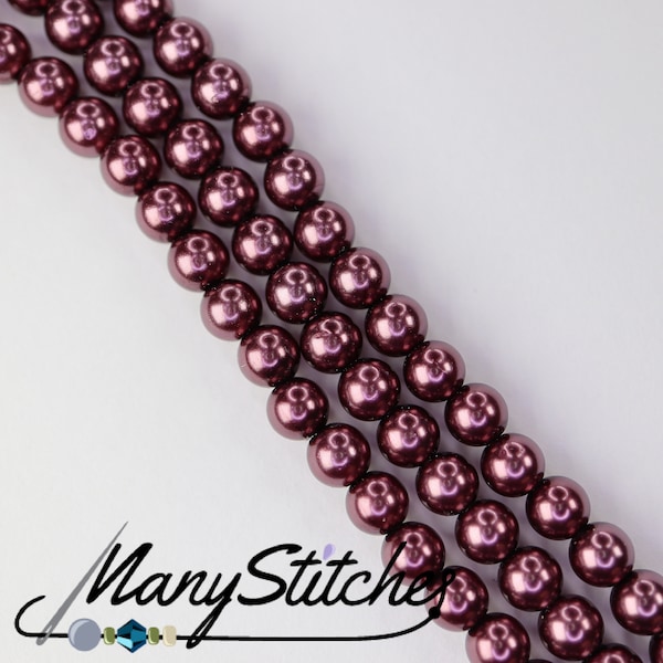 Light Burgundy Preciosa Maxima Nacre Pearls, 4mm - 31pcs per strand