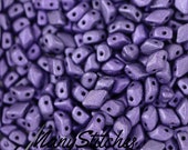 Metallic Suede Purple, Mini GemDuo - 4x6mm 2-Hole, Diamond Shaped Bead - 10g (approx 125-130pcs.)