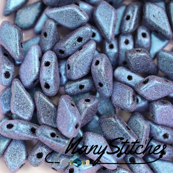 Polychrome Blueberry, 2-Hole Kite Bead, 9x5mm - 40pcs.