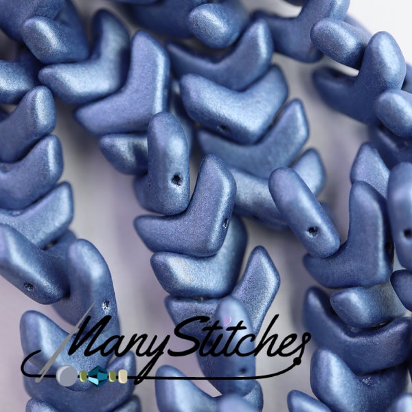 Jet Suede Blue, 2-Hole, 10x4mm Chevron Duo Bead - 30pcs. per strand