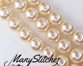 Cream Preciosa Maxima Nacre Pearls, 8mm - 15pcs per strand