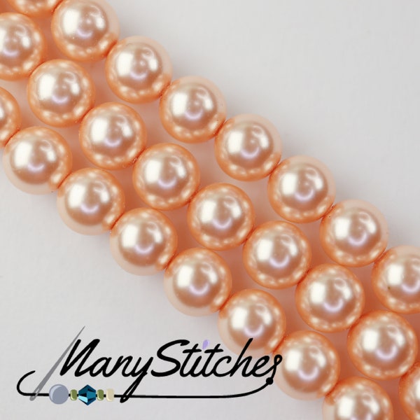 Peach Preciosa Maxima Nacre Pearls, 6mm - 21pcs per strand