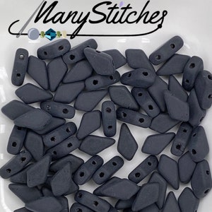 Jet Matte - 2-Hole Kite Bead, 9x5mm - 40pcs.