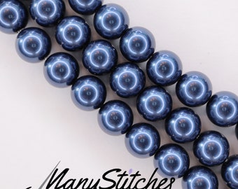 Blue Preciosa Maxima Nacre Pearls, 8mm, (discontinued by manufacturer) - 15pcs per strand