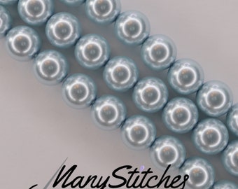 Light Blue Preciosa Maxima Nacre Pearls, 8mm, (discontinued by manufacturer) - 15pcs per strand