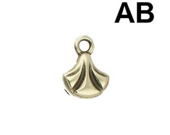May include: Gold-toned metal charm shaped like a stylized fan with a loop at the top for attaching to jewelry or other crafts.