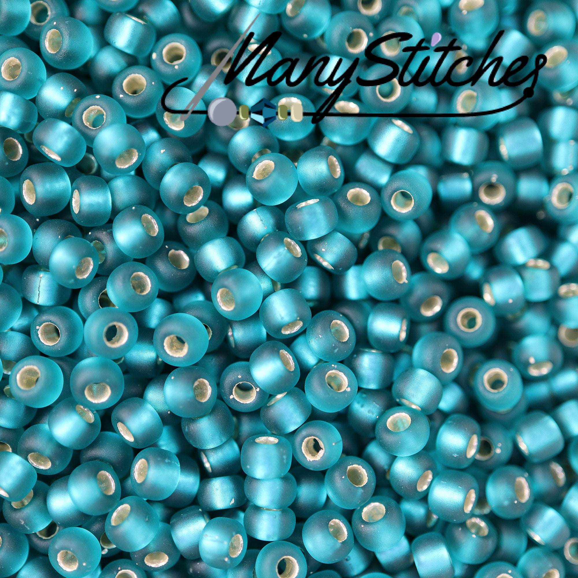 Matte Silver Lined Transparent Teal , Miyuki 8/0, (2425F) - 22g