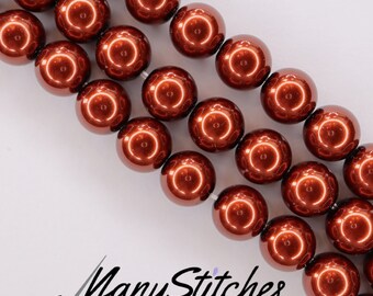 Dark Copper Preciosa Maxima Nacre Pearls, 8mm (discontinued by manufacturer) - 15pcs per strand