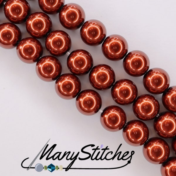 Dark Copper Preciosa Maxima Nacre Pearls, 8mm - 15pcs per strand