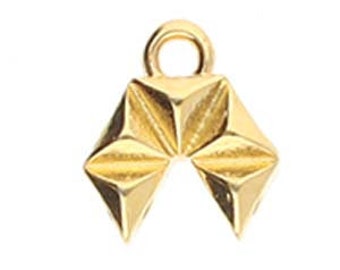 May include: Gold-toned metal charm with a geometric design resembling two overlapping triangles. The charm has a loop at the top for attaching to jewelry.