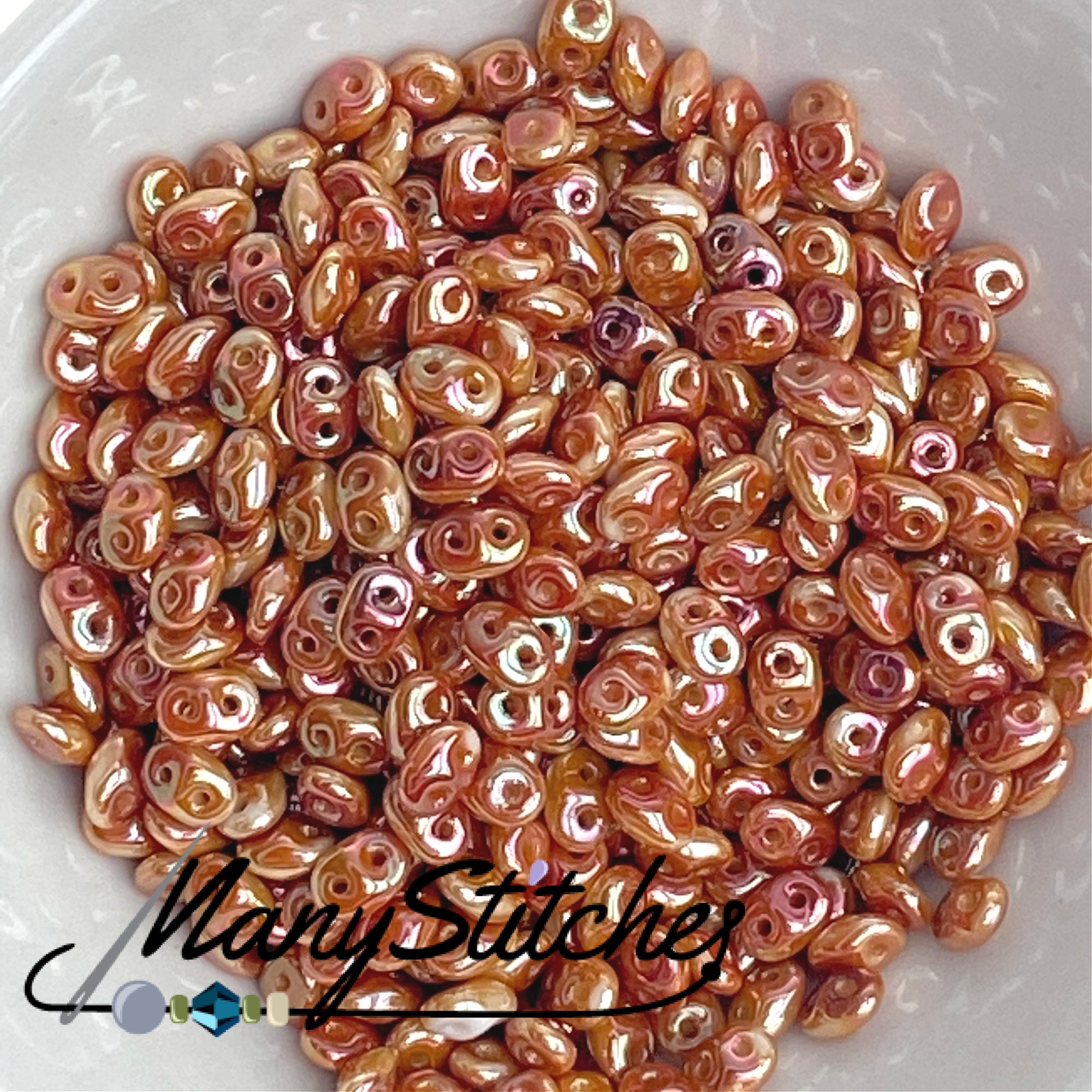 Orange Luster on Chalk - SuperDuo, 2.5x5mm 22g Orange Luster on Chalk - SuperDuo, 2.5x5mm 22g