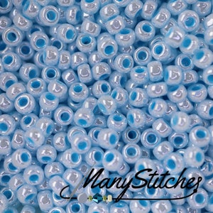 Aqua Lined White Pearl, Miyuki 8/0, (430) - 22g Tube
