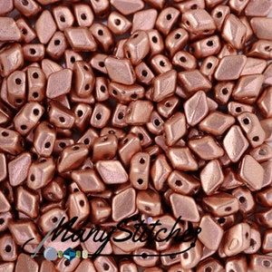 Crystal Bronze Vintage Copper, Mini GemDuo - 4x6mm 2-Hole, Diamond Shaped Bead - 10g (approx 125-130pcs.)