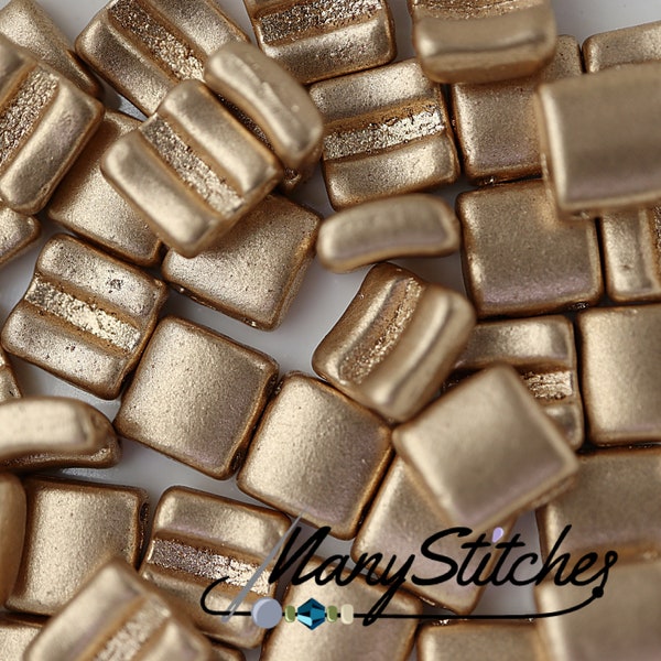 Crystal Bronze Pale Gold, 8x7mm 2-hole Horizontal Fixer Bead - 20pcs