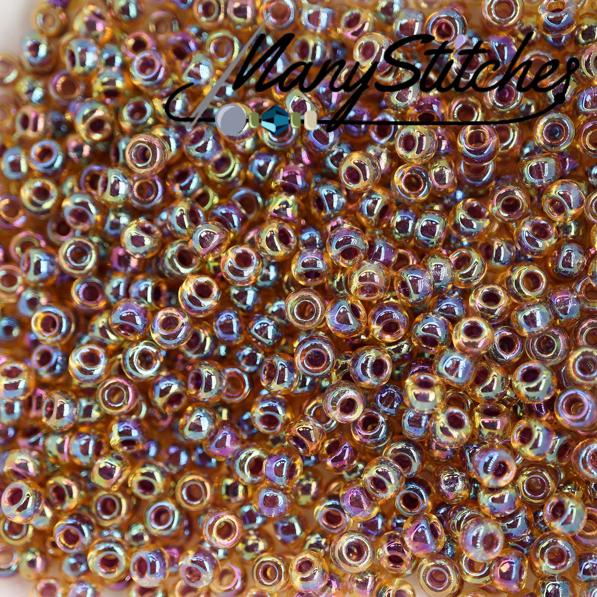 Miyuki Round Seed Bead 8/0 Amethyst Lined Topaz AB 22g Tube (342)