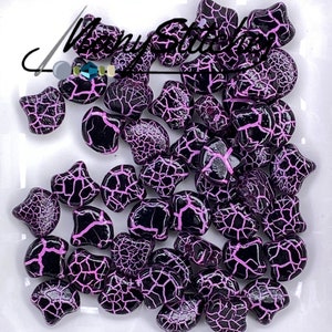 Ionic Jet/Pink - 2-Hole Ginko Bead - 40pcs.