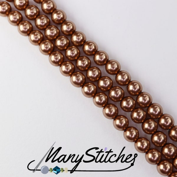 Pérolas de bronze Preciosa Maxima Nacre, 4 mm, (descontinuadas pelo fabricante) - 31 peças por fio