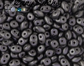 Matte Metallic Black, Superduo Beads 2.5x5mm - 24g