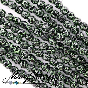 Ionic Jet/Green 4mm Fire Polish - 40 beads