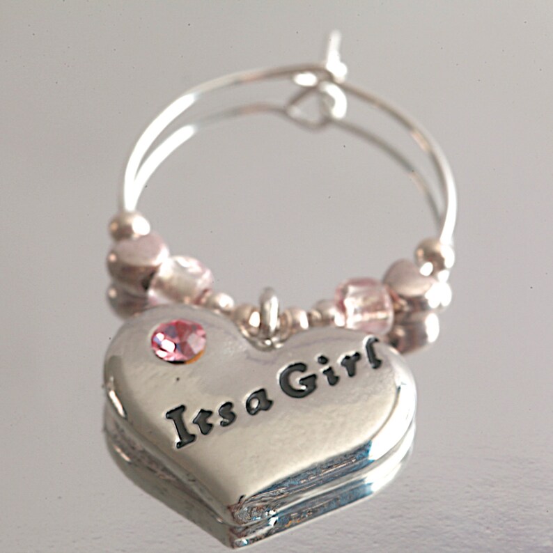 Wine Glass Charm Baby Shower It's a Girl / It's a Etsy