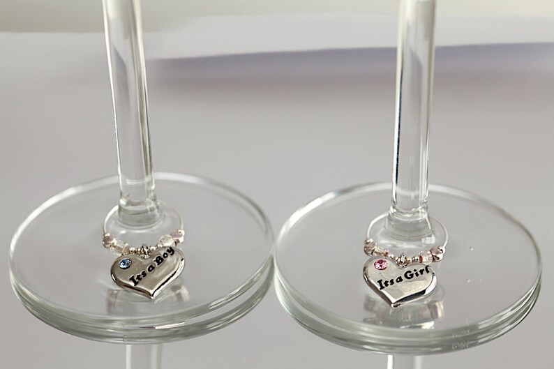 Wine Glass Charm Baby Shower It's a Girl / It's a Etsy