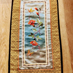 Asian embroidery art. Chinese Tapestry. Chinese Hand Embroidery Panel.Wall Hanging. Chinese Art . Dunhuang table decor.Home Decor