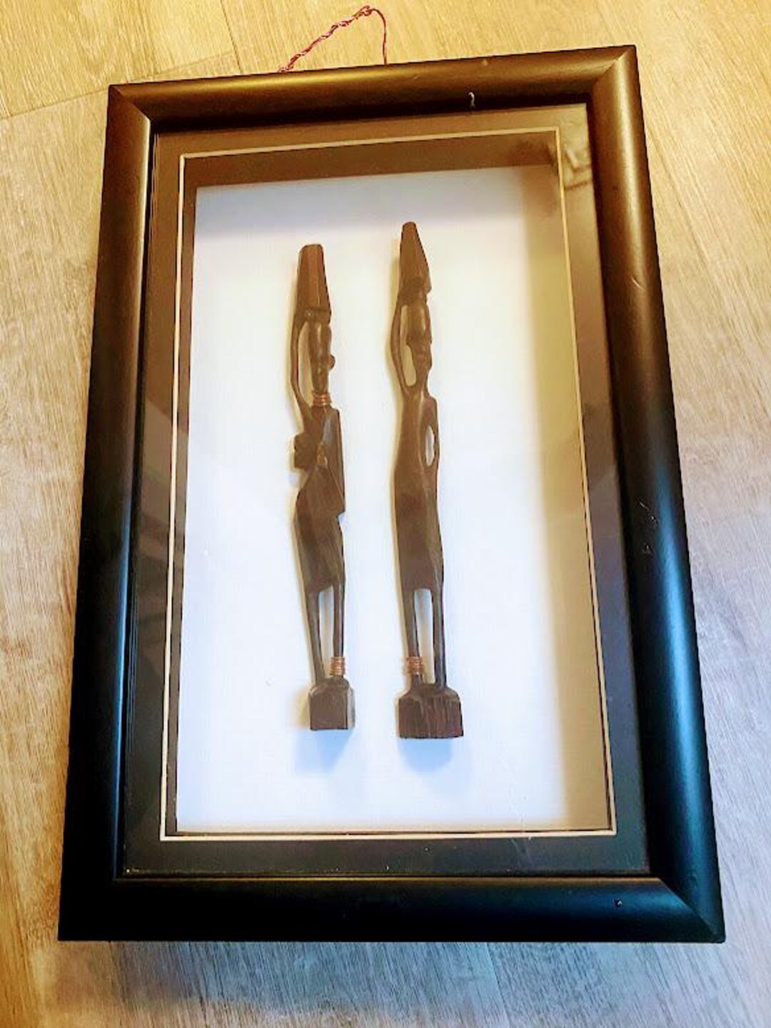 Framed Shadow Box (with Glazing) of a Carved Dark Wood of African ...