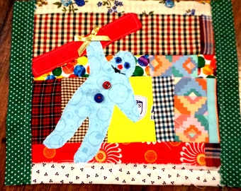 Clown in Circus. Patchwork Mat. Mini art. Fabric art. Clown  art. Fabric clown. Handmade clown  art. Patchwork. Clown  Gifts.   Circus clown