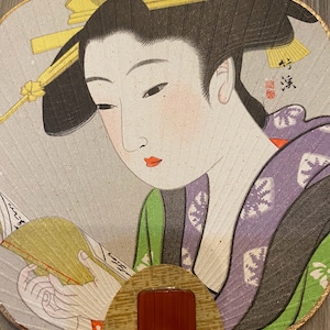 Japanese art. Asian art. Japanese fan Mini fan. Hand fan.