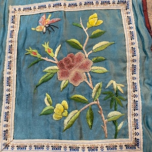 VintageAsian embroidery art. Chinese Tapestry. Chinese Hand Embroidery Panel.Wall Hanging. Chinese Art . Dunhuang table decor.Home Decor