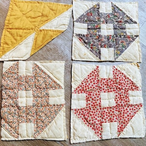 Handmade Vintage Cutter Quilt piece .Cotton quilt . Slow Stitching. Farmhouse decor. Vintage cutter quilt scraps.T-31