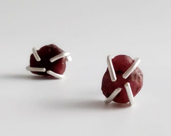 July Birthstone Stud Earrings  Red Ruby Earrings for Her, Gemstone Jewelry Gifts
