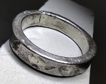 Reticulated Moonscape Texture Silver Band Ring, Hard-Core Ring, Unisex Sterling Ring, Statement Jewelry