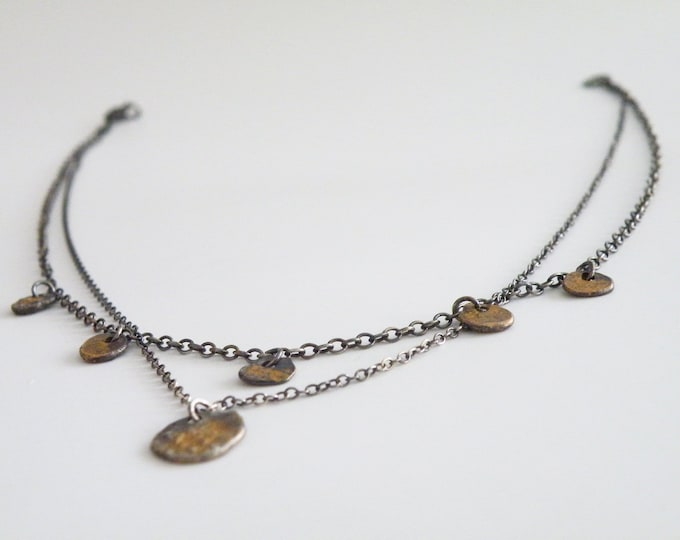 Bohemian Organic Sterling Silver Necklace Recycled Sterling Silver Charms Oxidized and Antique Copper Patina by SteamyLab