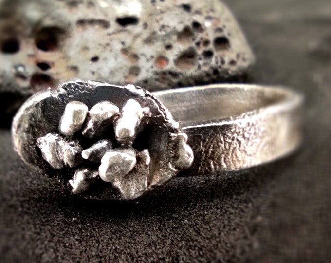 Iron Stone Collection, Cliff Ring, Nature Inspired Silver Ring, Texture Silver Ring