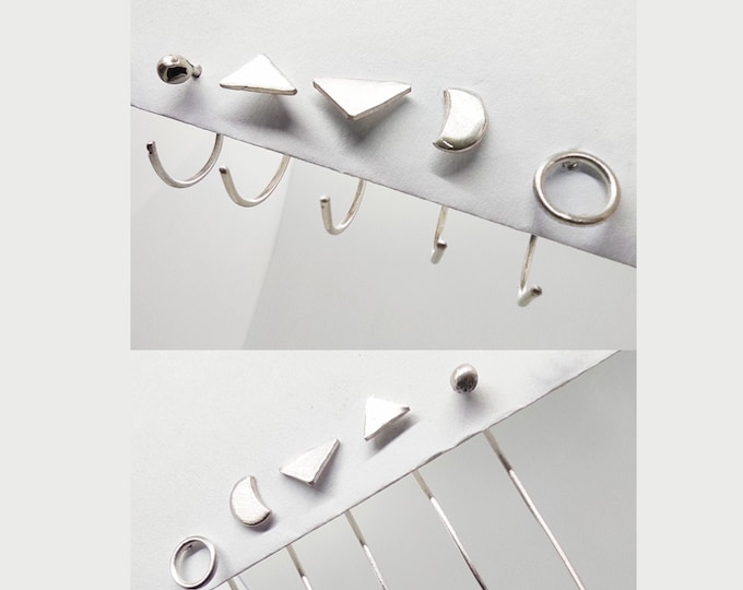 SOLD INDIVIDUALLY Mismatch Silver Stud Earring Mix or Match Unisex Earring Friendship Gift Ideas