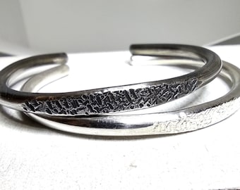 Sturdy 4mm Sterling Silver Texture Cuff, Men's Cuff Gift Idea, Unisex Silver Bracelet, Silver Finish, Oxidized Finish, SOLD INDIVIDUALLY