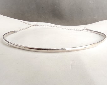 Rigid choker necklace, Sterling silver minimalist necklace, Jewelry gift idea, Handmade silver necklace